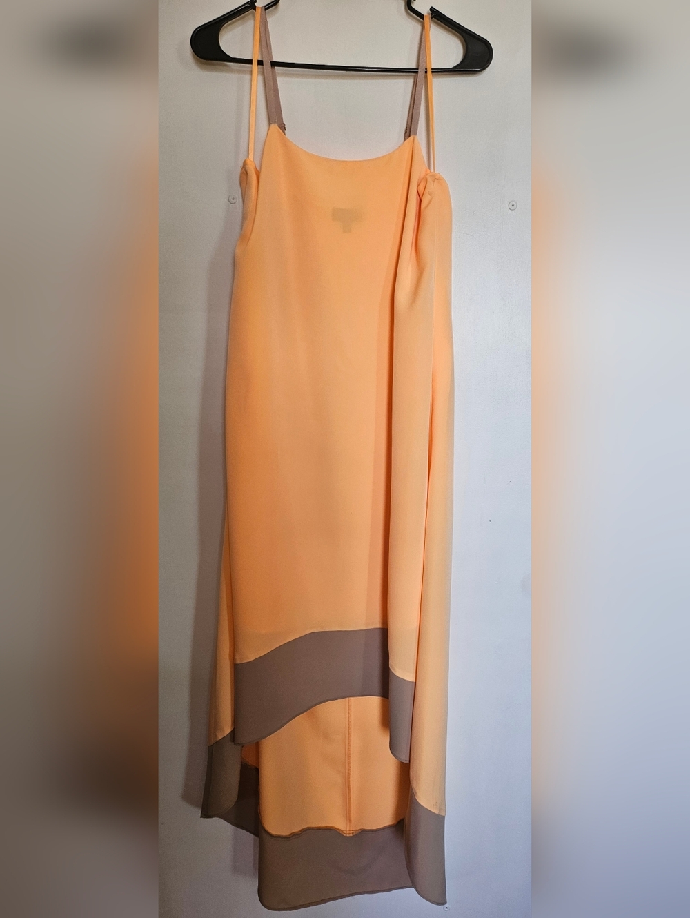 The Limited Peach and Taupe High-Low Chiffon Dress Spagetti Straps